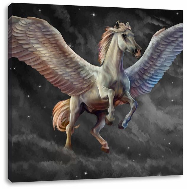 Leinwandbild Weißer Pegasus mit Engelsflügel East Urban Home Größe: 60 cm H x 60 cm B on Productcaster.