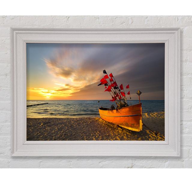 Flags In A Fishing Boat Framed Print Highland Dunes Size: 59.7cm H x 84.1cm W on Productcaster.