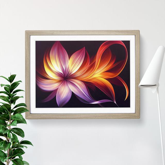 Incredible Modern Flower Abstract - Single Picture Frame Print ClassicLiving Size: 46cm H x 64cm W x 2cm D, Frame Colour: Oak on Productcaster.