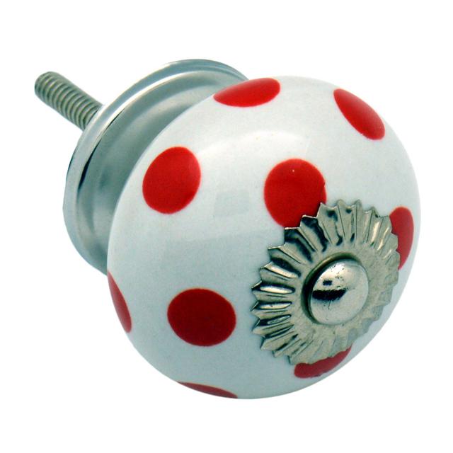 Nicola Spring - Round Ceramic Cabinet Knob Nicola Spring Finish: White/Red on Productcaster.