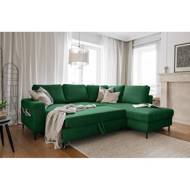 Lofty Lilly Upholstered Corner Sectional MiuForm Orientation: Right Hand Facing, Upholstery Colour: Emerald Green on Productcaster.