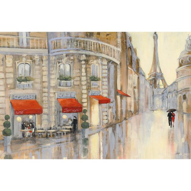 Touring Paris Couple by Julia Purinton Wrapped Canvas Painting Print Fleur De Lis Living Size: 20cm H x 30cm W x 3.8cm D on Productcaster.