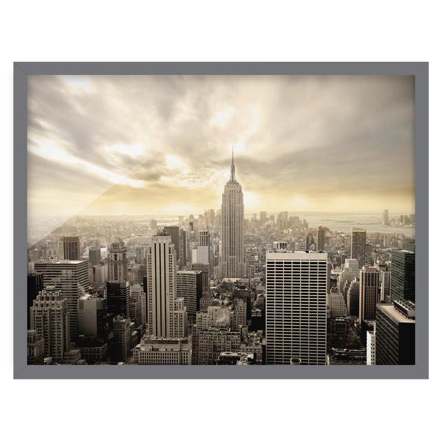 Manhattan Dawn - Picture Frame Graphic Art Ebern Designs Size: 70cm H x 100cm W x 2cm D, Frame Option: Grey Framed on Productcaster.