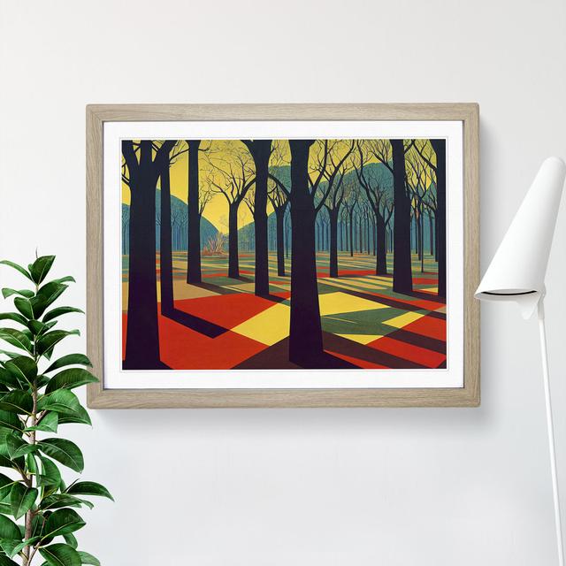 Bold Spring Abstract Forest - Picture Frame Graphic Art Alpen Home Size: 25cm H x 34cm W x 2cm D, Frame Colour: Oak Framed on Productcaster.