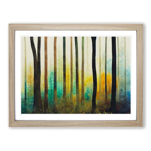 Irresistible Colourful Forest - Picture Frame Graphic Art Alpen Home Size: 34cm H x 46cm W x 2cm D, Frame Colour: Oak on Productcaster.