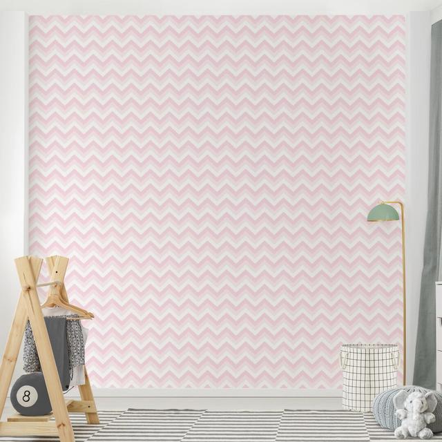 No. Yk37 Pink Chevron Pattern 1.92m x 1.92m Textured Matte Self Adhesive Mural East Urban Home on Productcaster.