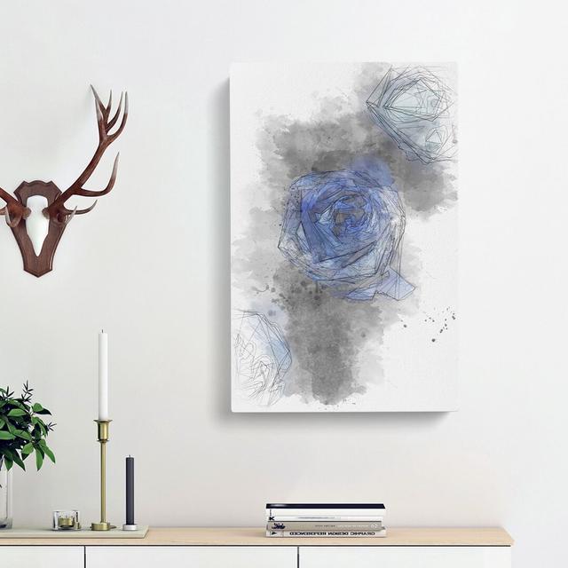 Trio of Blue Roses - Wrapped Canvas Drawing Print East Urban Home Size: 60cm H x 40cm W x 3cm D on Productcaster.