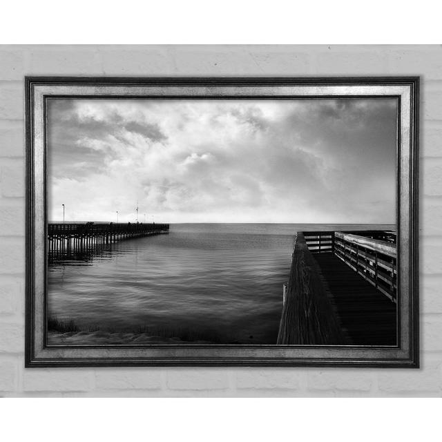 Twin Pier Ocean B N W Framed Print Highland Dunes Size: 42cm H x 59.7cm W x 1.5cm D on Productcaster.