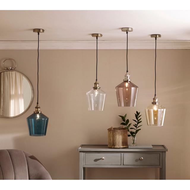 Motour 1 - Light Dome Pendant Three Posts Finish: Antique Brass, Shade Colour: Clear on Productcaster.