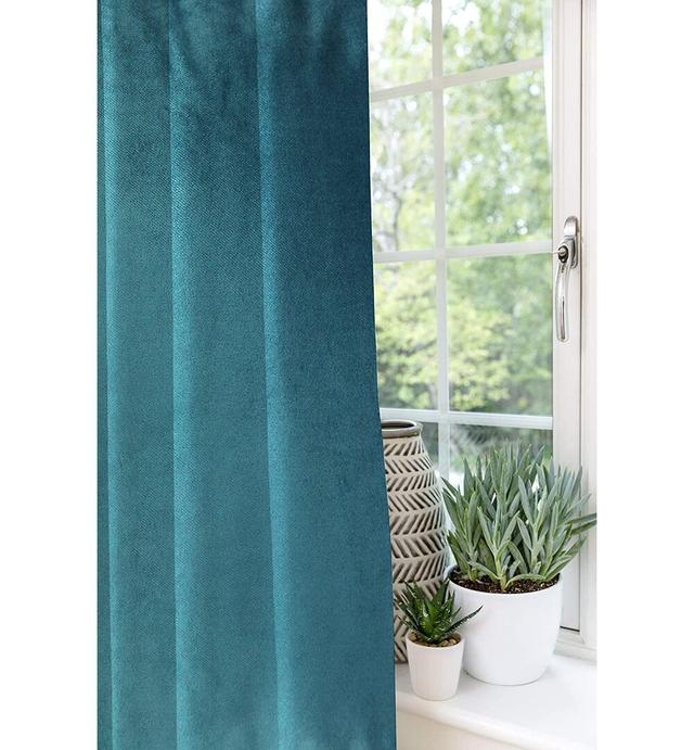 Symple Stuff Matt Velvet Curtains 2 Panels | Spice Orange Red Luxury Soft Made To Order Curtains & Drapes | Cotton Pencil Pleat Blackout Lined Width 1 on Productcaster.