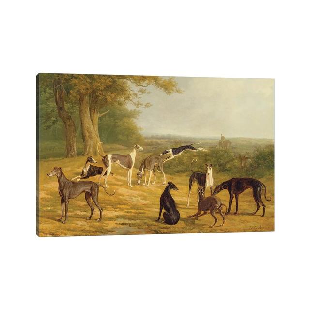 Nine Greyhounds In A Landscape by Jacques-Laurent Agasse - Wrapped Canvas Painting Rosalind Wheeler Size: 20.5cm H x 31cm W on Productcaster.