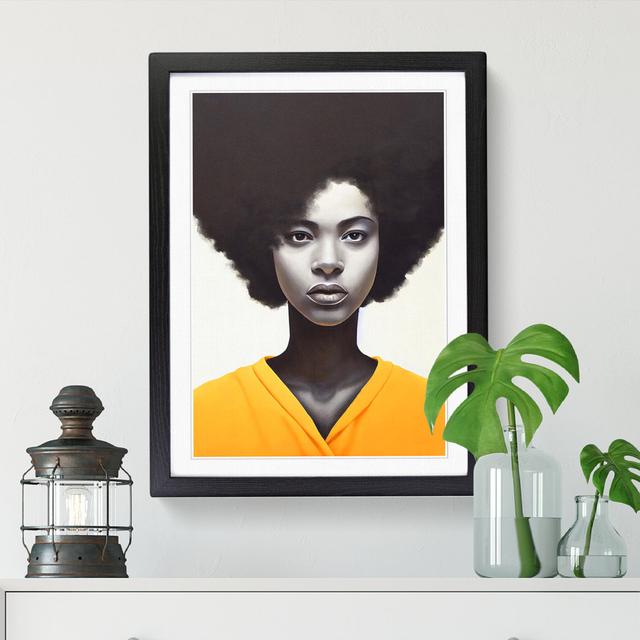 FRM-V0523-2941X Woman With Afro Portrait - Print ClassicLiving Size: 64cm H x 46cm W x 2cm D, Frame Option: Oak on Productcaster.