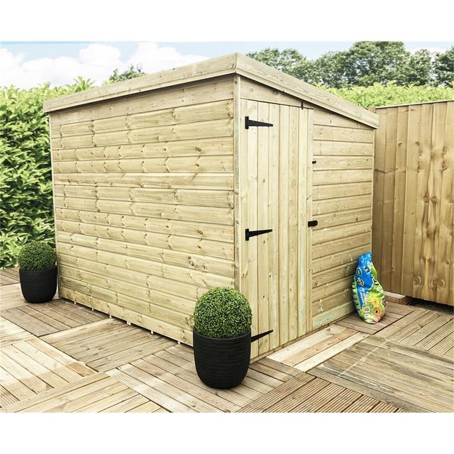 Brethren 8 ft. W x 6 ft. D Solid Wood Garden Shed Dakota Fields on Productcaster.