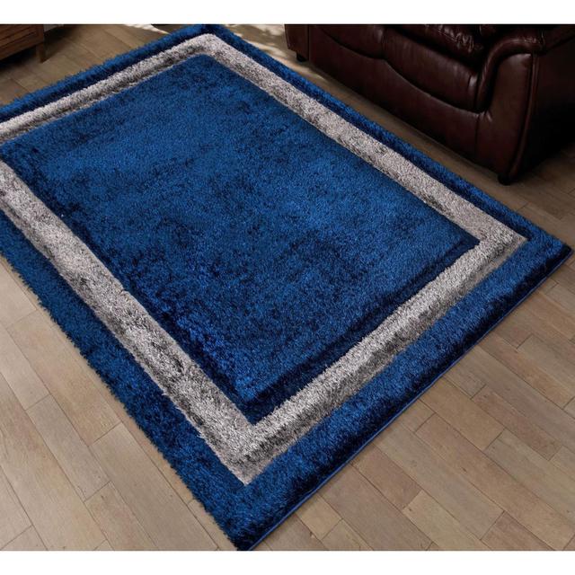 Alliyiah Soft Shaggy Blue/Grey Rug Canora Grey Rug Size: Rectangle 120 x 170cm on Productcaster.