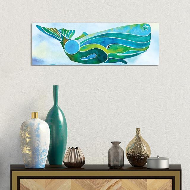 Whale on Background by Jo Lynch - Wrapped Canvas Panoramic Art Prints Longshore Tides on Productcaster.