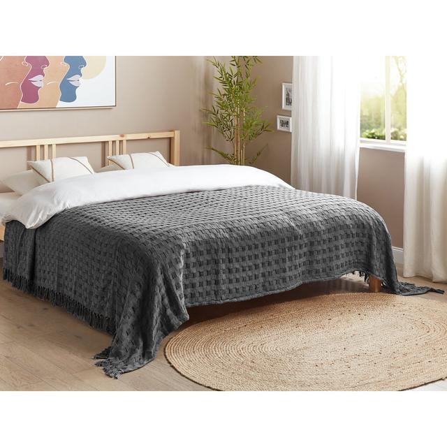 BERE Cotton No Pattern Bedspread Beliani Colour: Grey on Productcaster.