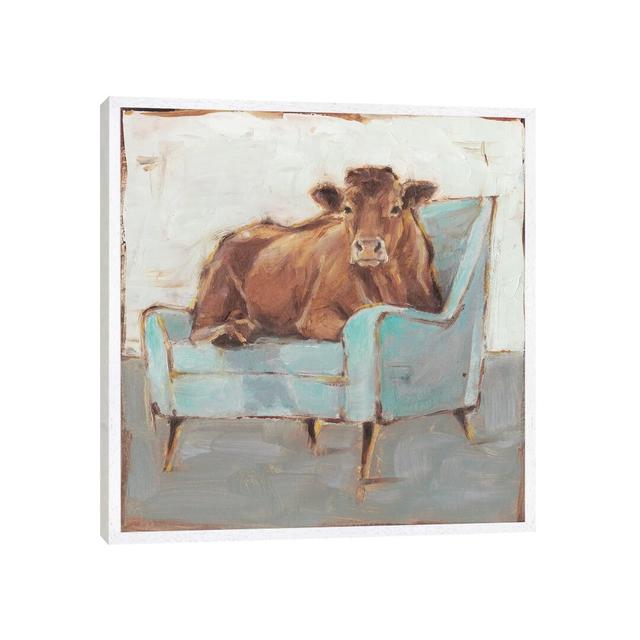 Moo-ving In IV by Ethan Harper - Print on Canvas Etta Avenue Frame Option: White Framed, Size: 66.04cm Hx 66.04cm W x 3.81cm D on Productcaster.