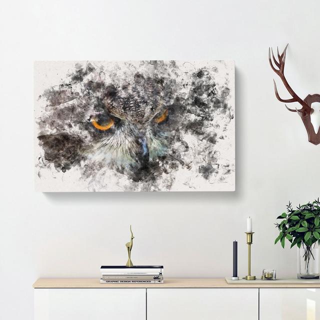 A Great Horned Owl - Wrapped Canvas Print East Urban Home Size: 35cm H x 50cm W x 3cm D on Productcaster.