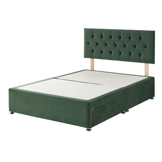 Nadyah Divan Bed Base Fairmont Park Size: Single (3'), Colour: Pine Green, Storage Type: 2 Drawers on Productcaster.