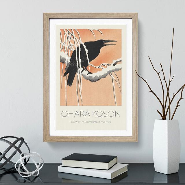 Crow On A Snowy Branch by Ohara Koson - Single Picture Frame Print East Urban Home Size: 65cm H x 48cm W x 2cm D, Frame Option: Oak Framed on Productcaster.