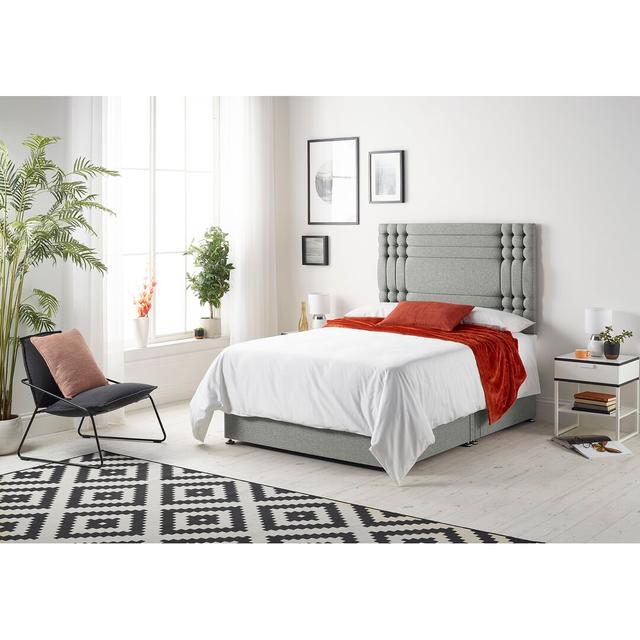 Dennishia Memory Foam Divan Bed Set Ebern Designs Storage Type: 2 Drawers, Size: Small Double (4'), Colour: Grey on Productcaster.