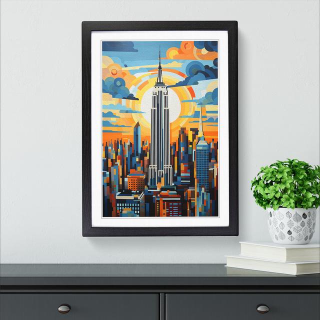 Empire State Building Contemporary No.2 - Single Picture Frame Print on Wood 17 Stories Size: 34cm H x 25cm W x 2cm D, Frame Colour: Black on Productcaster.