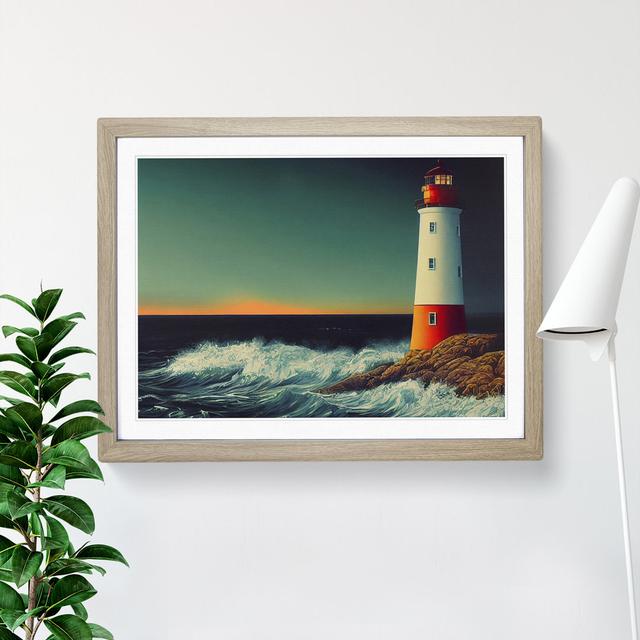 Gentle Lighthouse - Single Picture Frame Print Breakwater Bay Frame Colour: Oak Framed, Size: 25cm H x 34cm W x 2cm D on Productcaster.