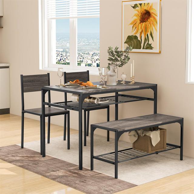 Aharshi 4 - Person Dining Set Borough Wharf Table Top Colour: Grey Oak, Chair Colour: Grey Oak on Productcaster.