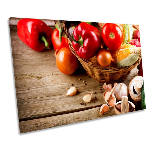 Organic Fresh Vegetables Kitchen CANVAS WALL ART Framed Print Ebern Designs Size: 50.8cm H x 76.2cm W x 2cm D on Productcaster.