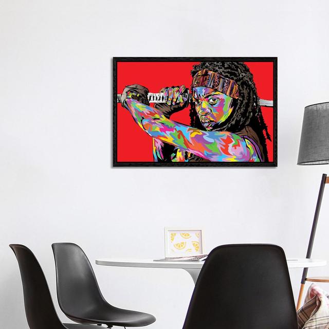 Michonne by Technodrome1 - Painting Print on Canvas 17 Stories Format: Black Framed, Size: 66.04cm H x 101.6cm W x 3.81cm D on Productcaster.