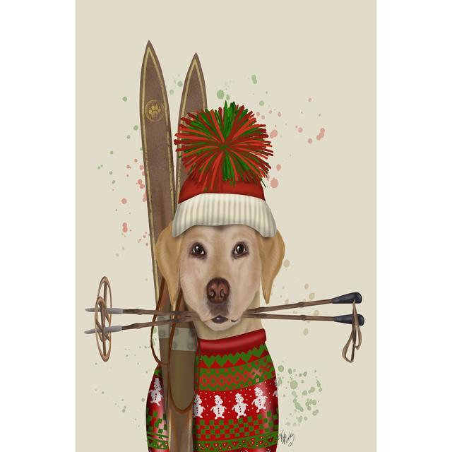 'Yellow Labrador, Skiing' by Fab Funky - Wrapped Canvas Graphic Art Print Maturi Size: 76cm H x 51cm W on Productcaster.