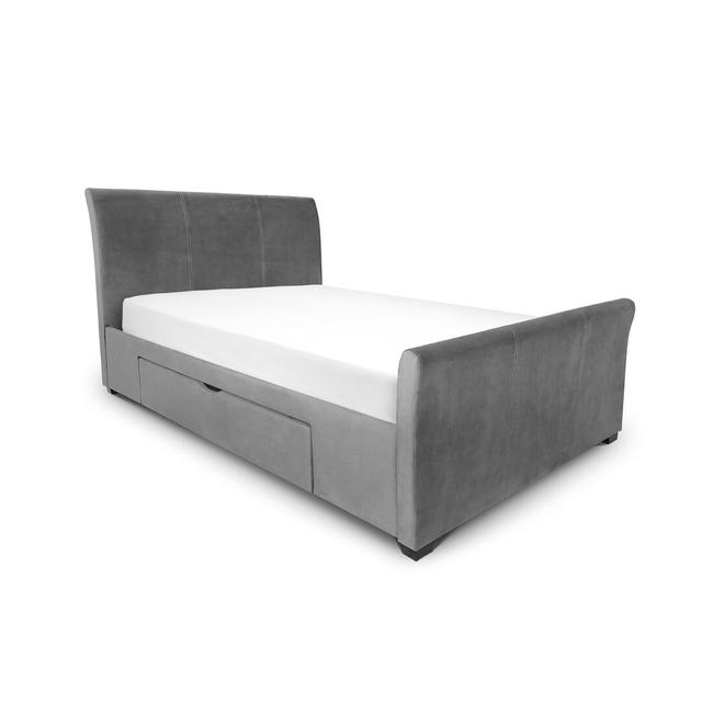 Callison Upholstered Bed Frame Hashtag Home Size: Super King (6'), Mattress: No Mattress, Colour: Dark Grey on Productcaster.