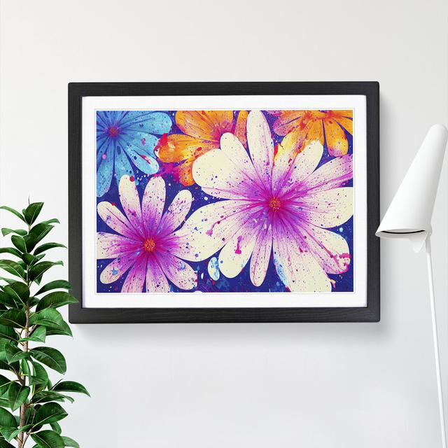 Animated Flower Splash Abstract - Single Picture Frame Print Marlow Home Co. Size: 34cm H x 46cm W x 2cm D, Frame Colour: Black Framed on Productcaster.