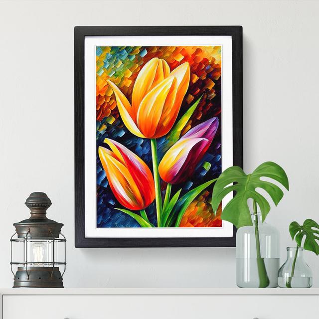 Tulip Flowers - Single Picture Frame Painting Marlow Home Co. Size: 34cm H x 25cm W x 2cm D, Frame Option: Oak on Productcaster.