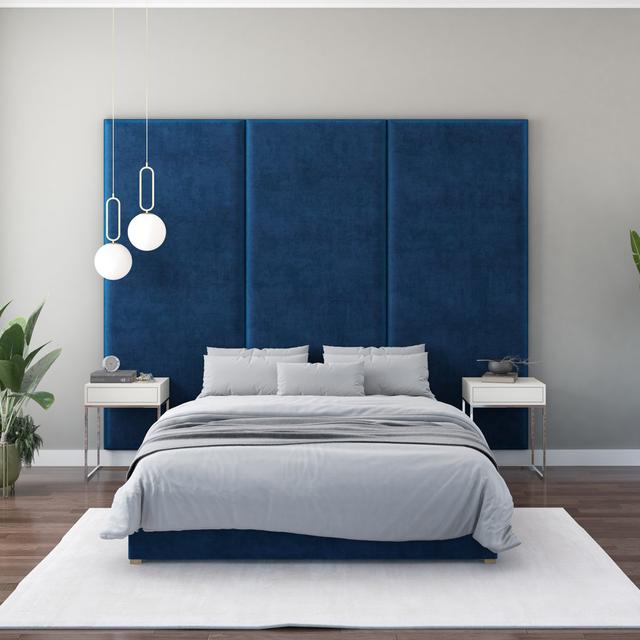 Nayali 90cm x 210cm Upholstered Wall Paneling Ebern Designs Colour: Navy on Productcaster.