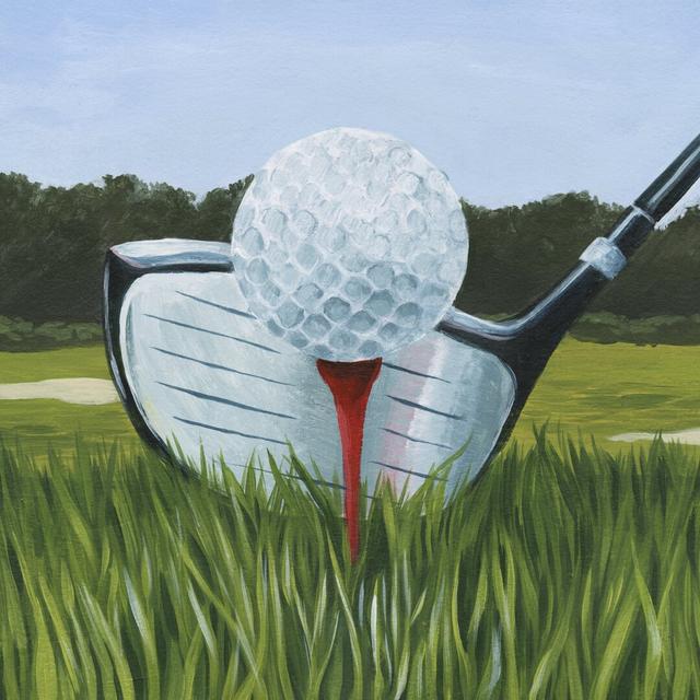 Tee Off I by Grace Popp - Wrapped Canvas Painting Rosalind Wheeler Size: 91cm H x 91cm W on Productcaster.