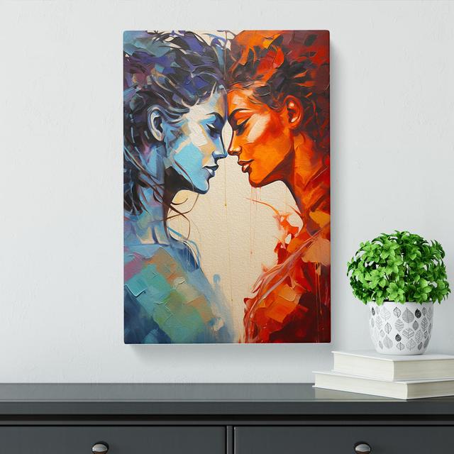 Two Women In Love Action Painting - Print Marlow Home Co. Size: 76cm H x 50cm W x 3cm D on Productcaster.