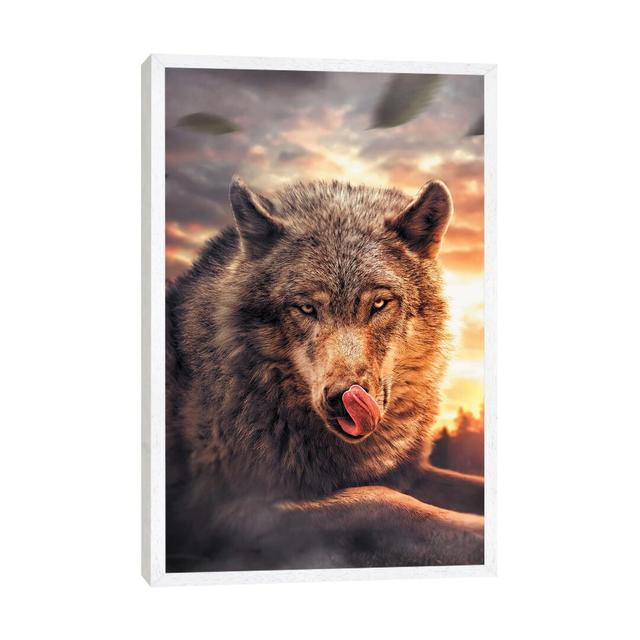 Wolf by Zenja Gammer - Photograph Print on Canvas Union Rustic Size: 101.6cm H x 66.04cm W x 3.81cm D, Format: White Framed on Productcaster.