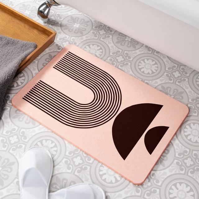 Abstract Half Moons Rectangle Non-Slip Bath Mat East Urban Home Colour: Pink on Productcaster.