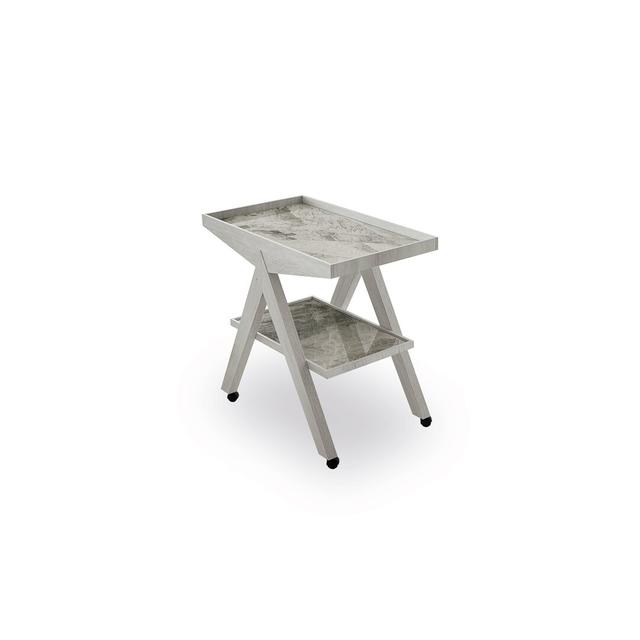 Alkire Serving Cart Ivy Bronx Frame Colour: White Country, Top Colour: Arabesque on Productcaster.