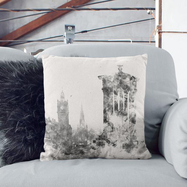 View of Edinburgh Skyline Cushion with Filling East Urban Home Size: 55cm H x 55cm W x 20cm D, Backing Colour: Black on Productcaster.