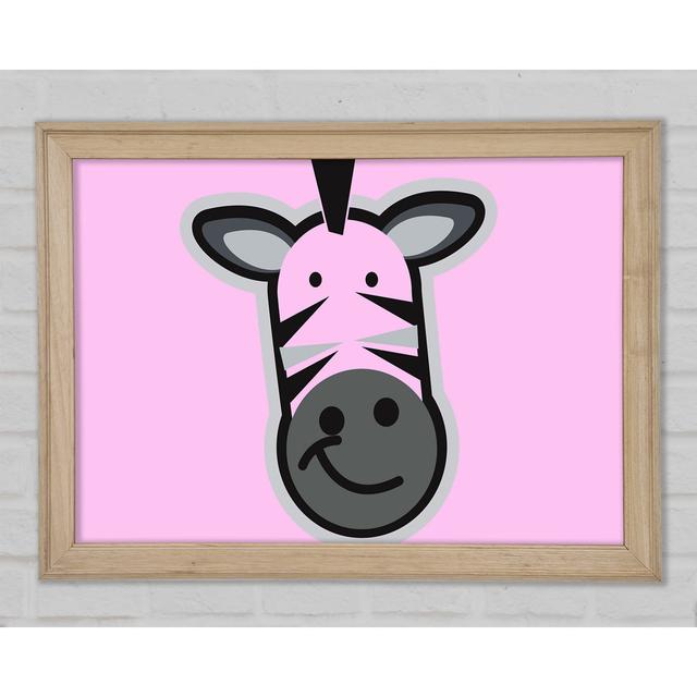 Smiling Zebra Face Pink - Single Picture Frame Art Prints August Grove Size: 21cm H x 29.7cm W x 1.5cm D on Productcaster.