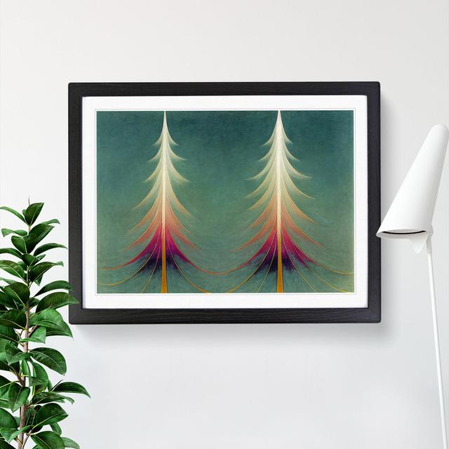 Magnificent Abstract Pine Trees - Picture Frame Painting ClassicLiving Frame Colour: Black, Size: 25cm H x 34cm W x 2cm D on Productcaster.