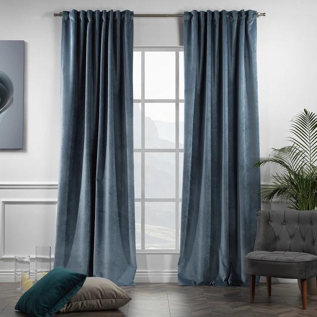 Extra Long & Extra Wide Matte Velvet Curtain Panel Lilijan Home & Curtain Curtain Colour: Aegean, Panel Size: 140cm Width x 175cm Drop on Productcaster.