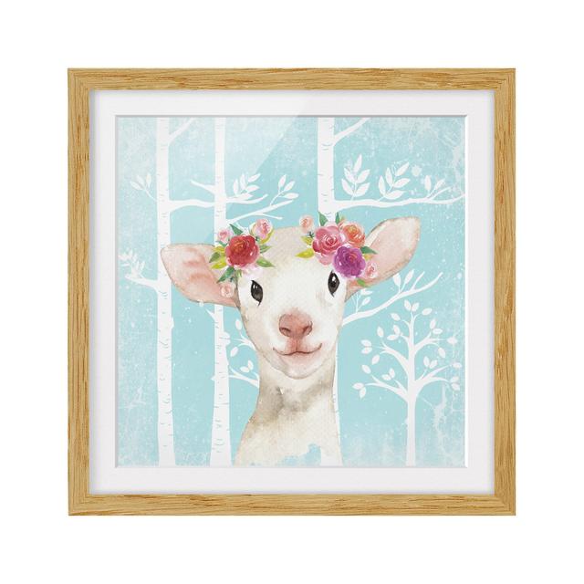 Sheep Turquoise - Picture Frame Graphic Art Zoomie Kids Frame Option: Brown, Size: 50cm H x 50cm W x 2cm D on Productcaster.