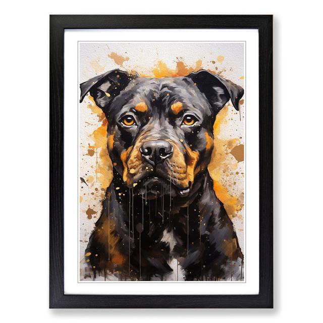 Staffordshire Bull Terrier Hard Edge Painting - Print Marlow Home Co. Frame Colour: Black, Size: 64cm H x 46cm W x 2cm D on Productcaster.