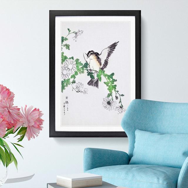 Flycatcher & Chrysanthemums by Numata Kashu - Picture Frame Art Print East Urban Home Size: 91cm H x 60cm W x 2cm D, Frame Option: Black on Productcaster.