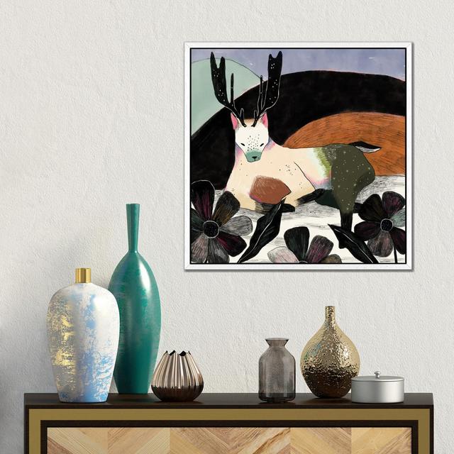 Deer Wolf by Sweet Omens - Gallery-Wrapped Canvas Giclée on Canvas Union Rustic Size: 45.72cm H x 45.72cm W x 3.81cm D, Format: White Floater Framed on Productcaster.