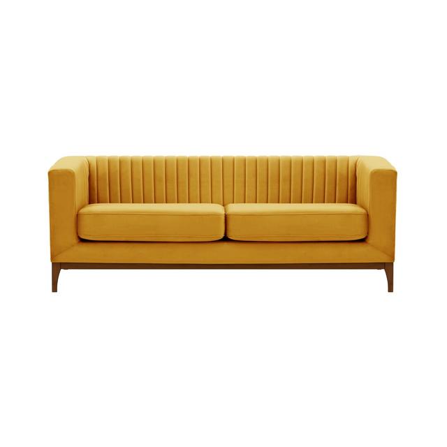 Sofa Bulger Canora Grey Beinfarbe: Dunkle Eiche, Farbe der Polsterung: Orange on Productcaster.