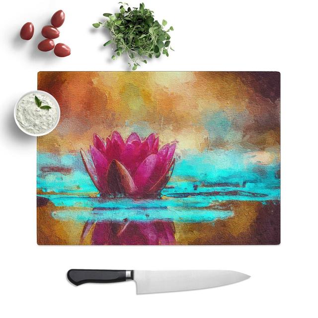 Tempered Glass Water Lily Flower Chopping Board East Urban Home Size: 28.5 cm W x 20 cm L on Productcaster.